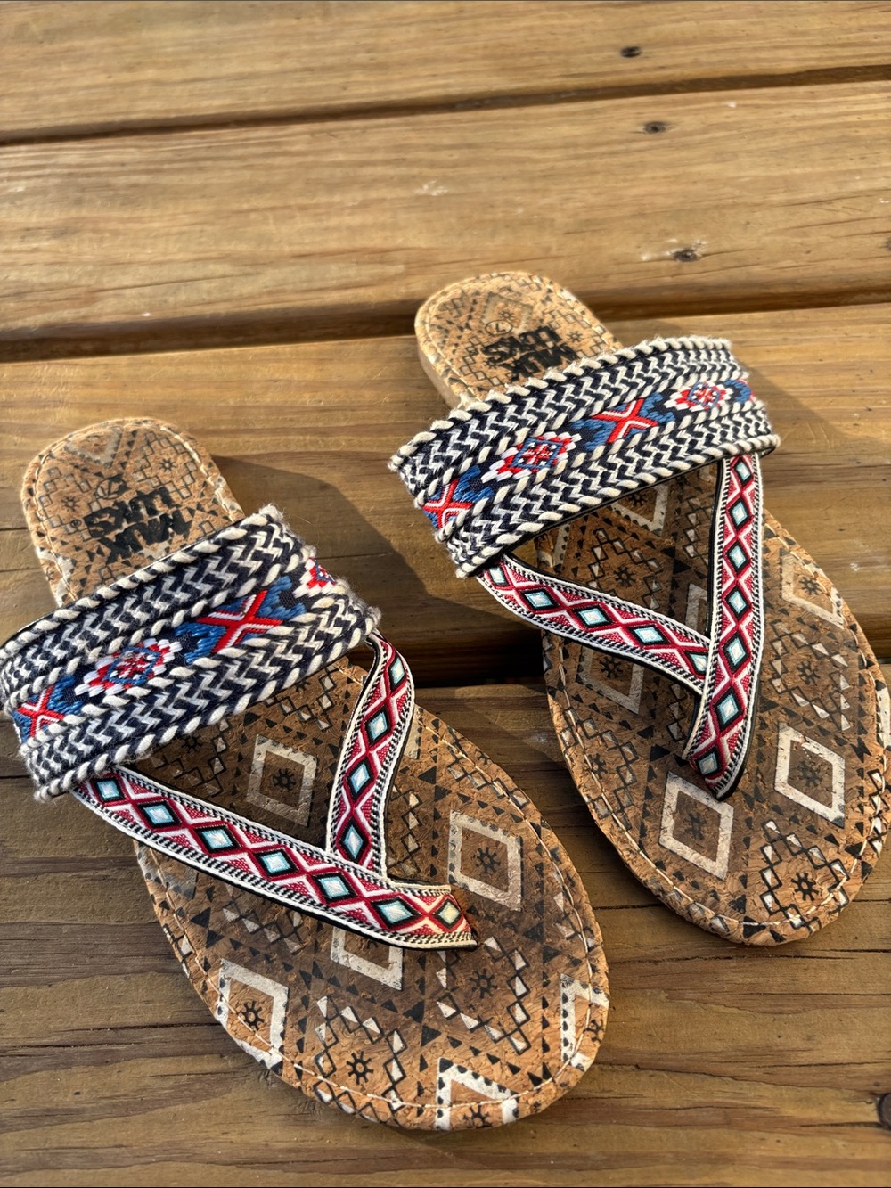 MUK LUKS Embroidered Boho Slides